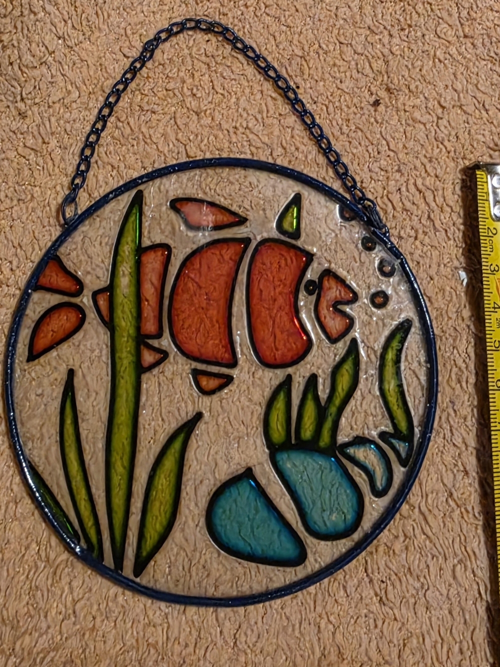 Stained Glass Fish Suncatcher - Orange and Green Aquarium Design